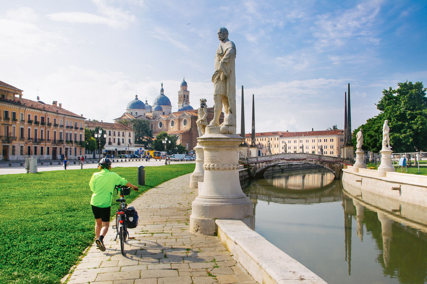 Cyclist in Prato della Valle in Padua