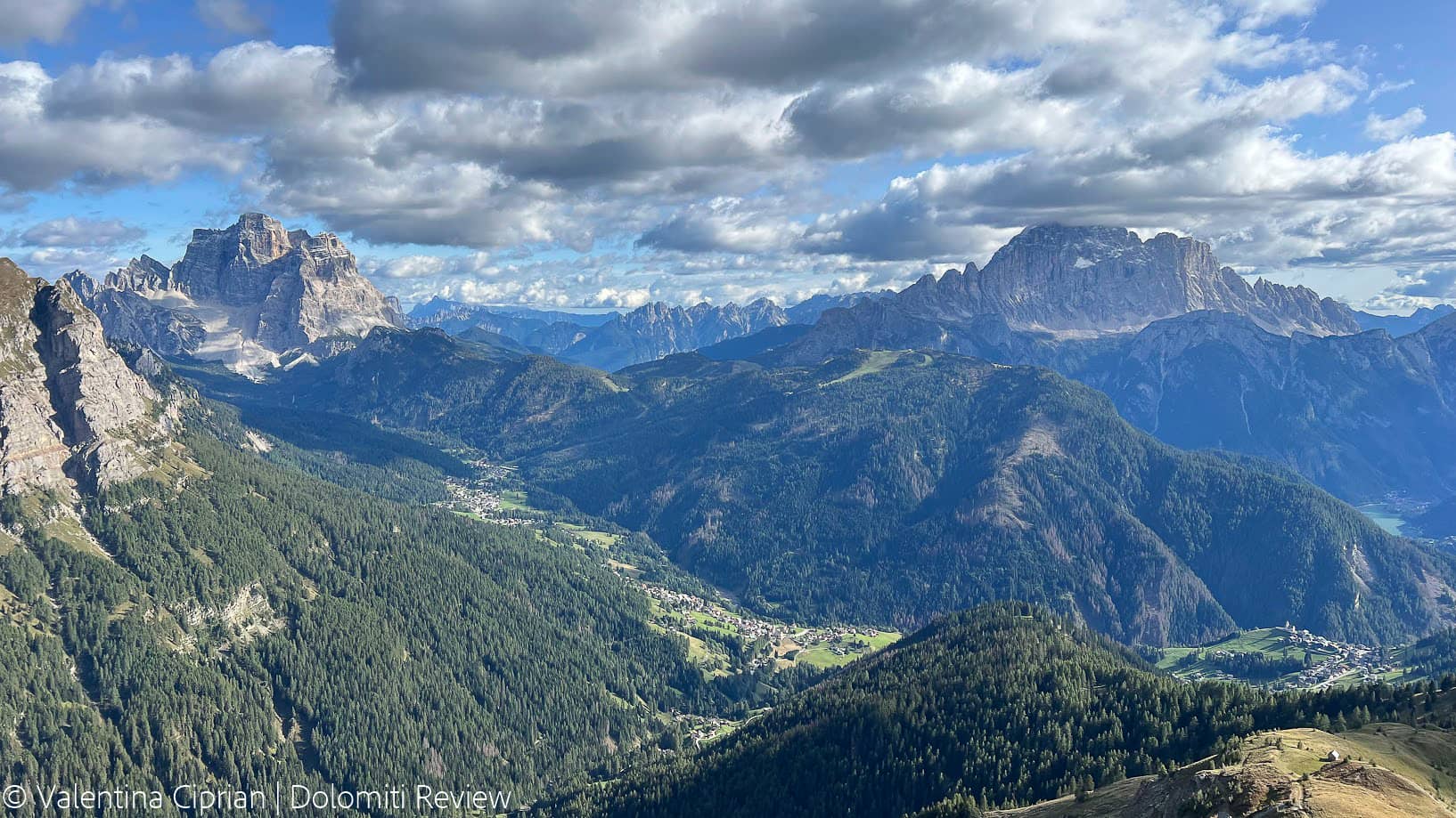 Panoramic view of a spring landscape of the Dolomites